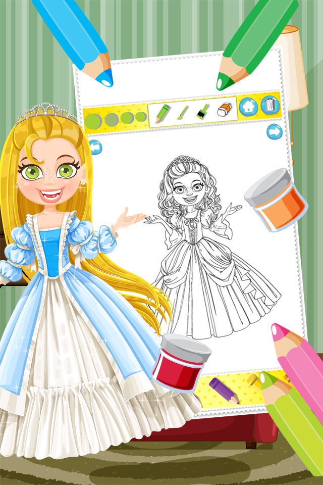 Princess Colorbook Educational Coloring Game for Kids Girls screenshot 3