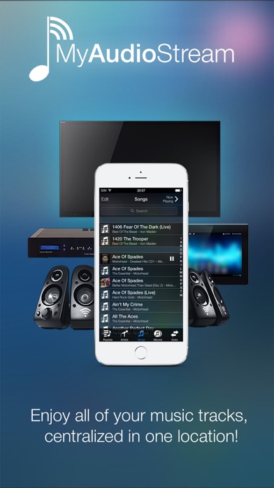 MyAudioStream Pro UPnP audio player and streamer: gather your music collection from your PC, NAS, UPnP servers, Windows Media Player or iTunes local and share it with your wireless speakers, AV Receivers, AllShare TV, PS3 or Xbox360 Screenshot 1