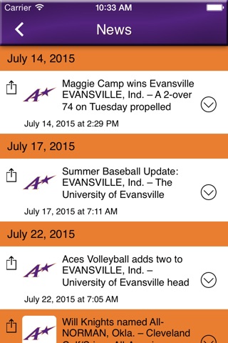 Evansville Purple Aces screenshot 2