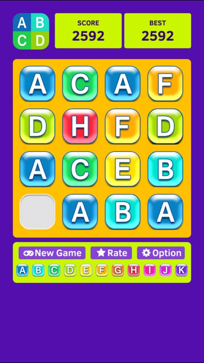 ABCD - 2048 words edition,swipe tile from A to Z letters