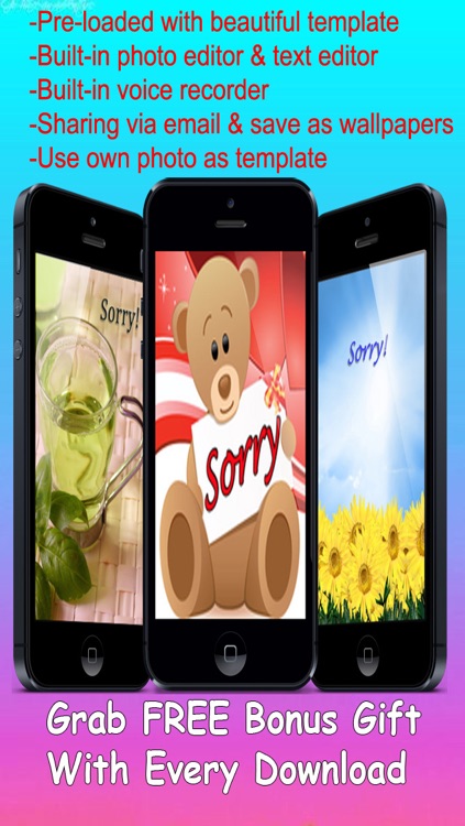 Sorry Cards with photo editor.Send sorry greeting card and custom apology ecards with text and voice messages!