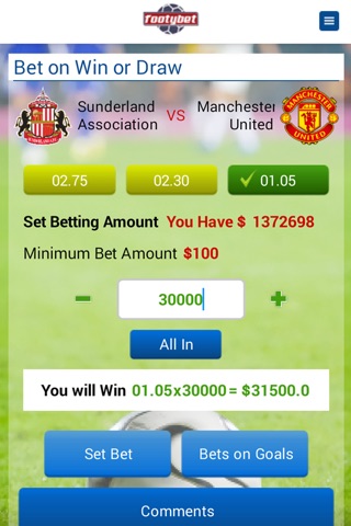 Footybet Football Virtual Betting Game screenshot 2