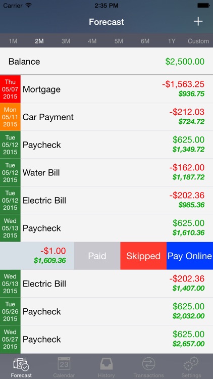 Cash Flow Cast - Personal finance expense tracker helping you manage your bills.