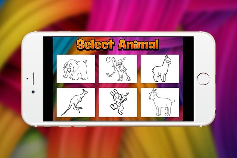 Land Animal Coloring Book Pastel Crayon Elephant and Alpaca show screenshot 2