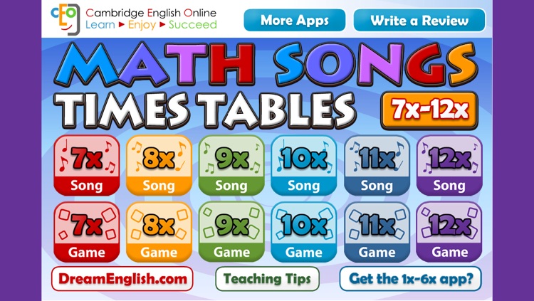 Math Songs: Times Tables 7x - 12x