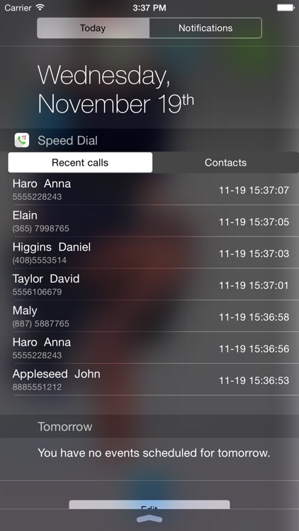 Speed Dial Widget - Call&SMS in Notification Center