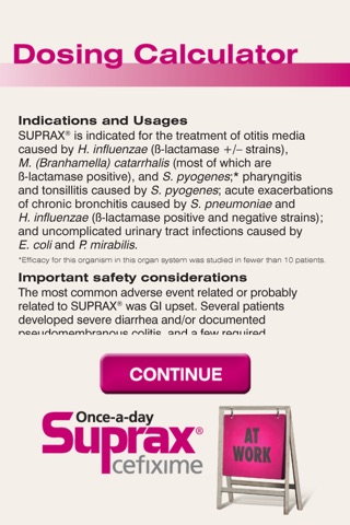 Suprax Dosing Calculator screenshot 2