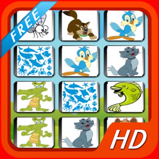 Animal pairs match - Card matching game for kids iOS App