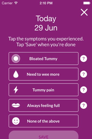 Target Ovarian Cancer Symptoms Diary screenshot 3