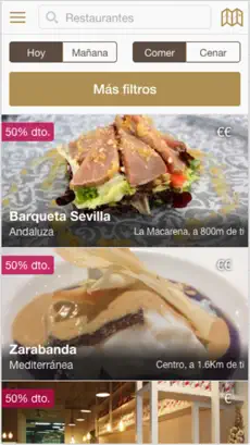 Capture 2 Restaurant50 - reserva en restaurantes recomendados de Sevilla, Madrid, Málaga y Valencia iphone