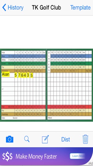 SnapAlter Golfscorecard