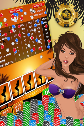 Caribbean Beach Video Poker EPIC - The Lucky Vegas Style Casino Card Game screenshot 2