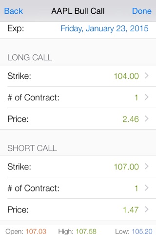 Call Put Spread Pro: Option Strategy Profit/Loss Calculator and Chart with Live Options Chain and Real Time Stock Quote screenshot 2