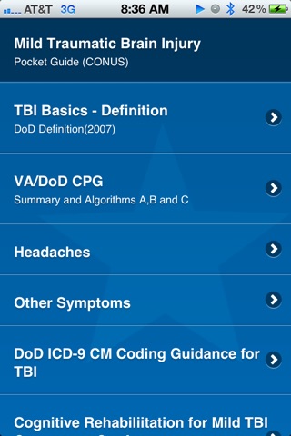 mTBI Pocket Guide screenshot 2