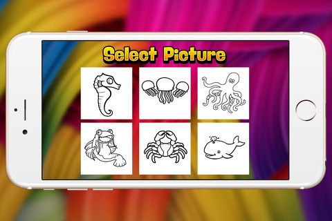 seahorse and jelly fish coloring book show for kid screenshot 2