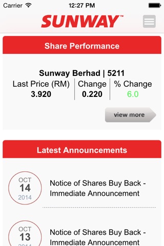 Sunway Berhad Investor Relations screenshot 2
