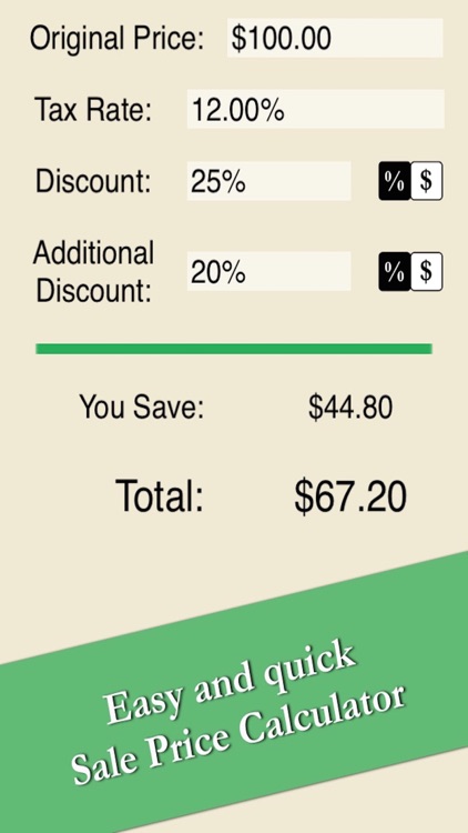 Sale Price Calculator - Easy Quick Compute Discount And Tax Free