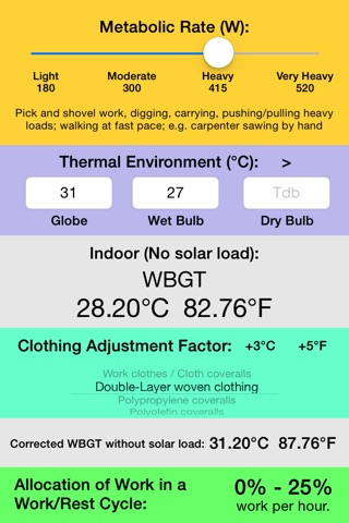 Thermal Stress Calculator - Calculate instantly WBGT with or without solar load! screenshot 4