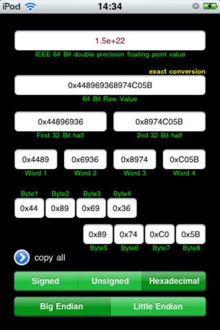 IEEE 754 double precision floating-point converter screenshot 2