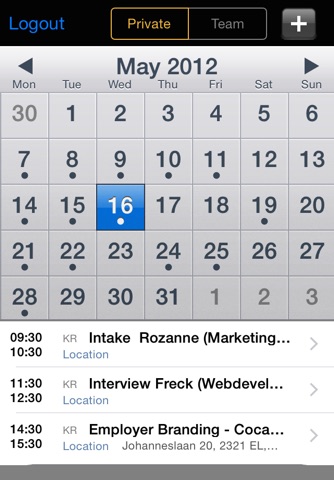 OTYS Calendar screenshot 2