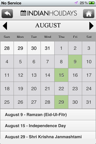 Indian Holidays Calendar screenshot 3