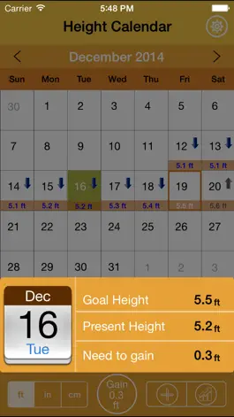 Game screenshot Height Tracking Calendar - Track your daily, weekly, monthly, yearly height and set personal goals apk