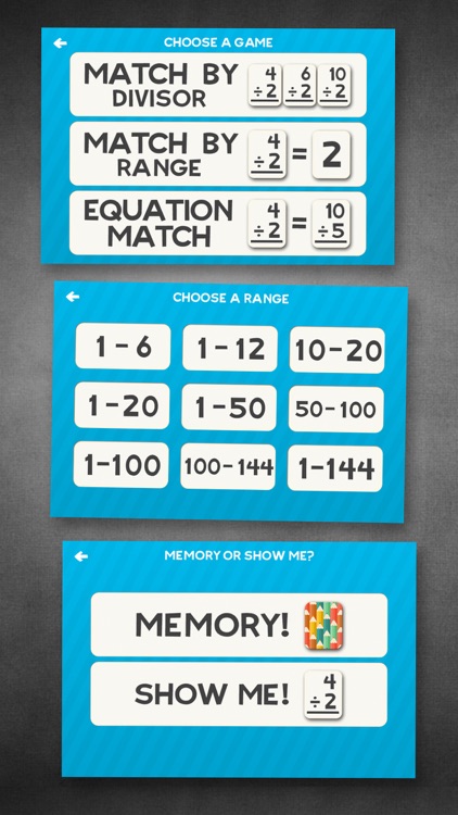 Division Flashcard Match Games for Kids in 2nd, 3rd and 4th Grade