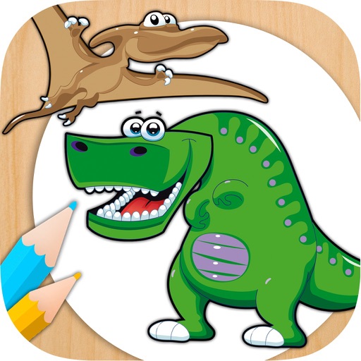 Paint and color dinosaurs - coloring pages dinos fingerprinting  for girls and boys