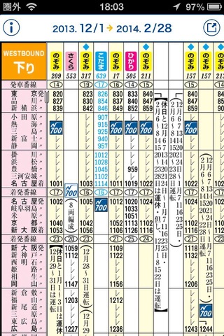 JR東海　東海道・山陽新幹線時刻表 screenshot 3