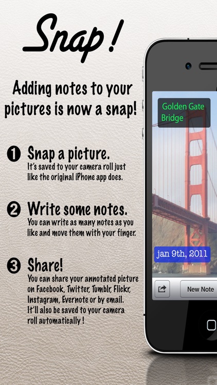 Snap Camera! - Write notes on your pictures the easy way.