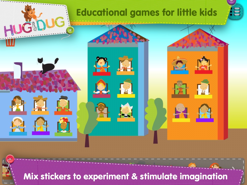 HugDug Houses - Little kids build their own house and make art with amazing stickers screenshot 3