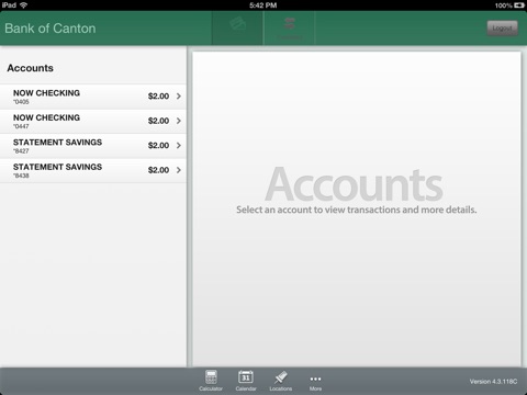 Bank of Canton Mobile Banking for iPad screenshot 2