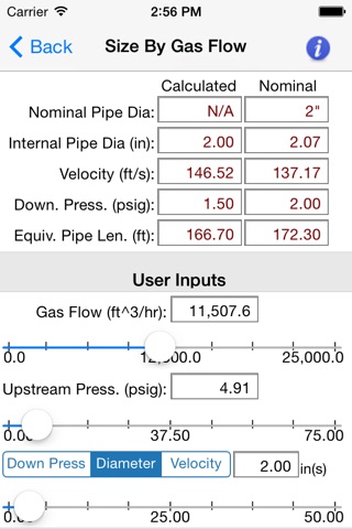 HVAC Pipe Sizer - Gas Plus screenshot 3