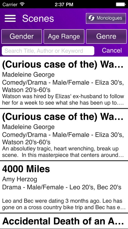 Scenes and Monologues