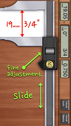 Fractional Caliper - inch  ruler, measure tool, carpenter wo(圖1)-速報App