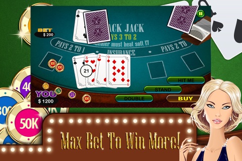 Blackjack 21 Free - Max Bet For Winning Streak! screenshot 2