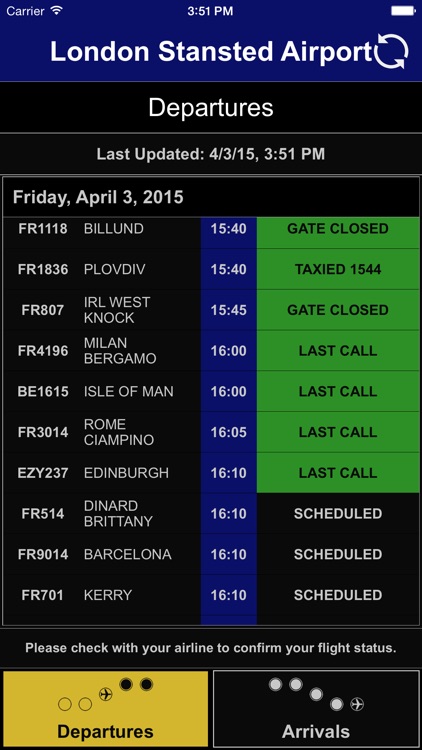 Flight Board - London Stansted Airport (STN)