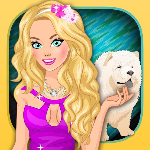 Princess and her puppy - make happy princess and puppy icon