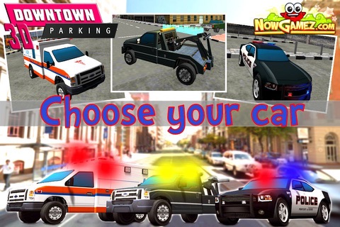 3D Downtown Parking Police muscle Cars Racing towtrucks ambulance Free Driving game screenshot 2