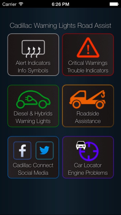 App for Cadillac with Cadillac Warning Lights & Road Assistance