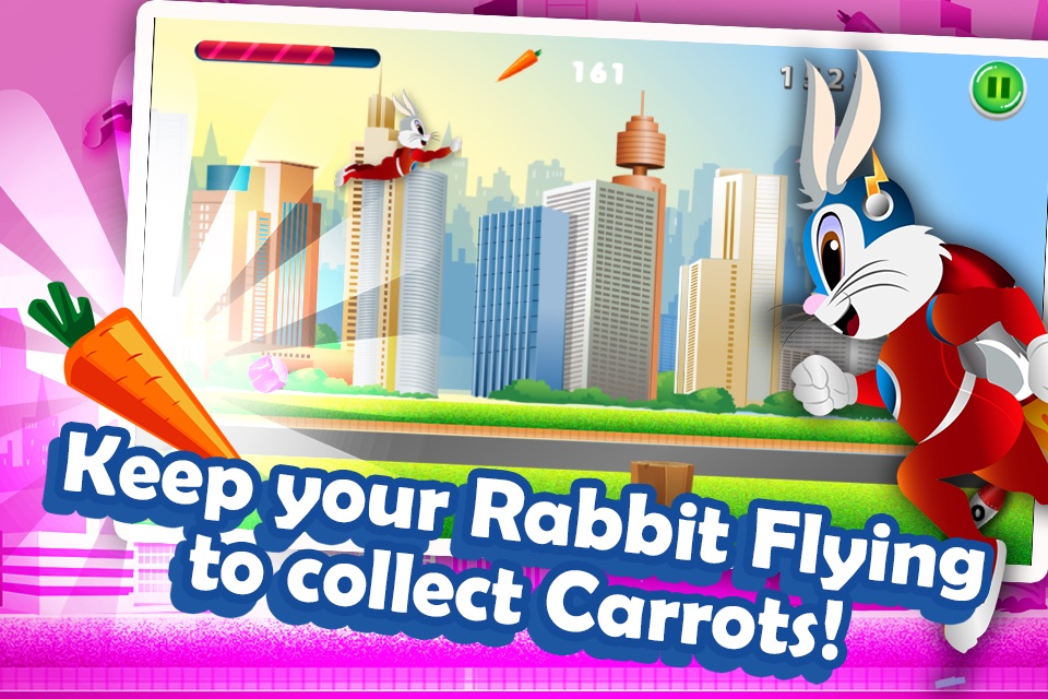 A Super Hero Rabbit Dash Jump Flying Fun Race Game screenshot 2