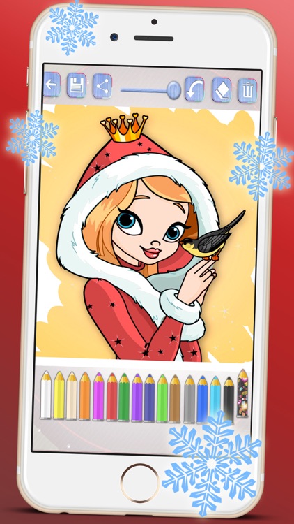 Drawings to paint princesses at Christmas seasons. Princesses coloring book screenshot-3