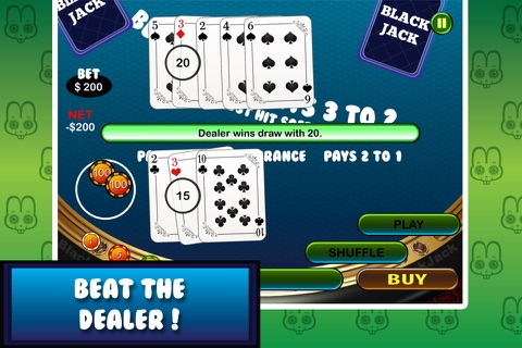Black Jack Bunny – Mega 21 Las Vegas Card Game Free ! screenshot 3