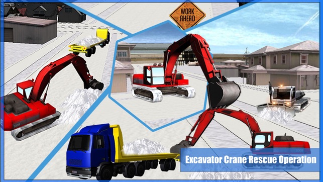 雪犁挖掘機辛3D - 重型卡車和起重機救援行動的道路清掃(圖2)-速報App