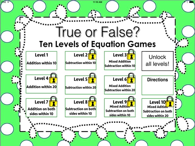 True or False Math Equations Free