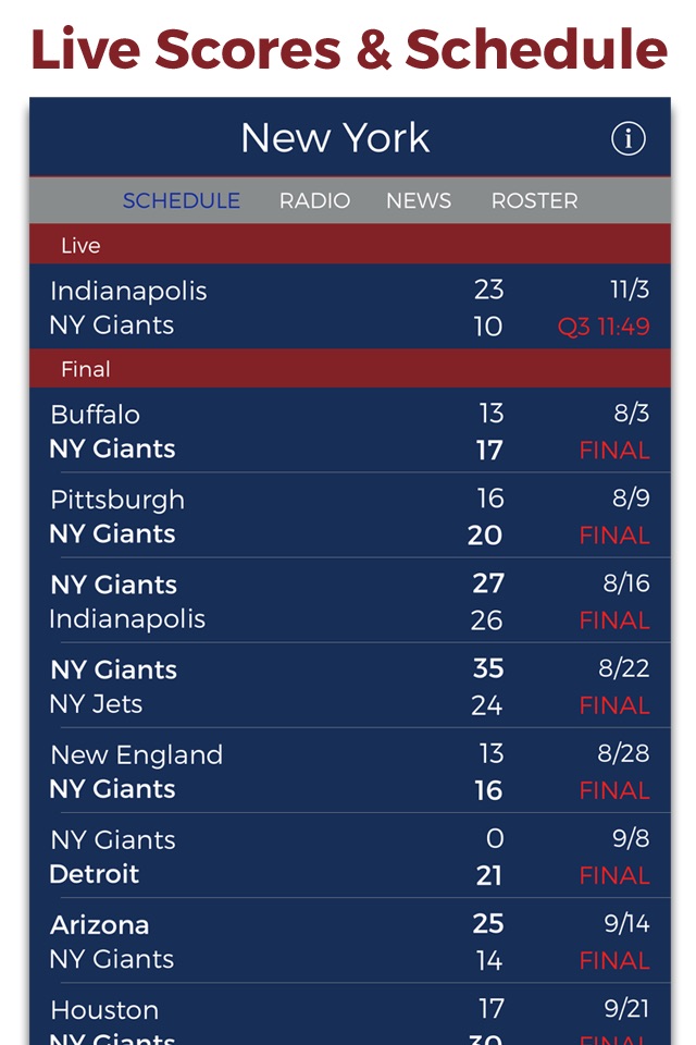New York Football Radio & Live Scores screenshot 3