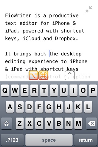 FioWriter - Productive text editor for iPhone & iPad with command keys and cloud sync screenshot 3
