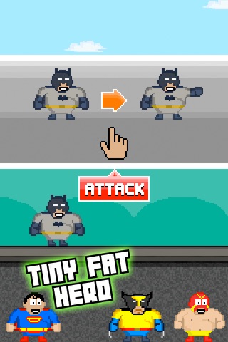 Tiny Fat Hero - Play Free 8-bit Retro Pixel Fighting Games screenshot 2