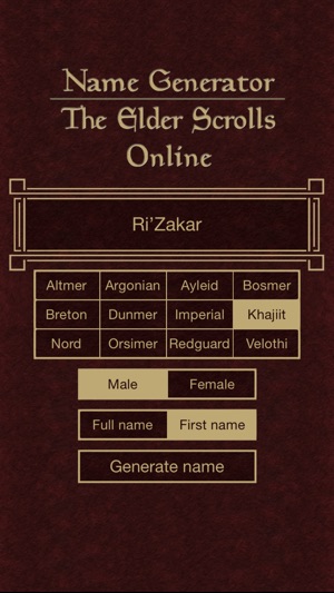 Name Generator For The Elder Scrolls Online On The App Store