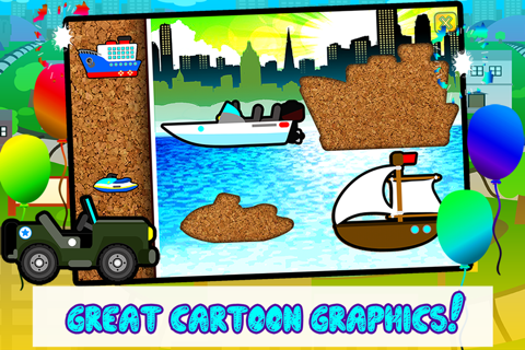 Kids Trains, Planes & Boat Vehicles - Puzzles for Kids (toddler age learning games free) screenshot 3